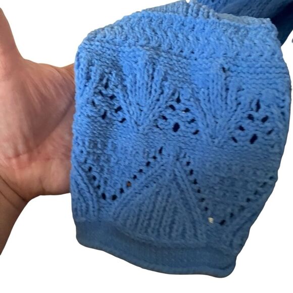 Hazel Moon Sweater Cropped Chenille Vivid Blue Size Large - Picture 7 of 12